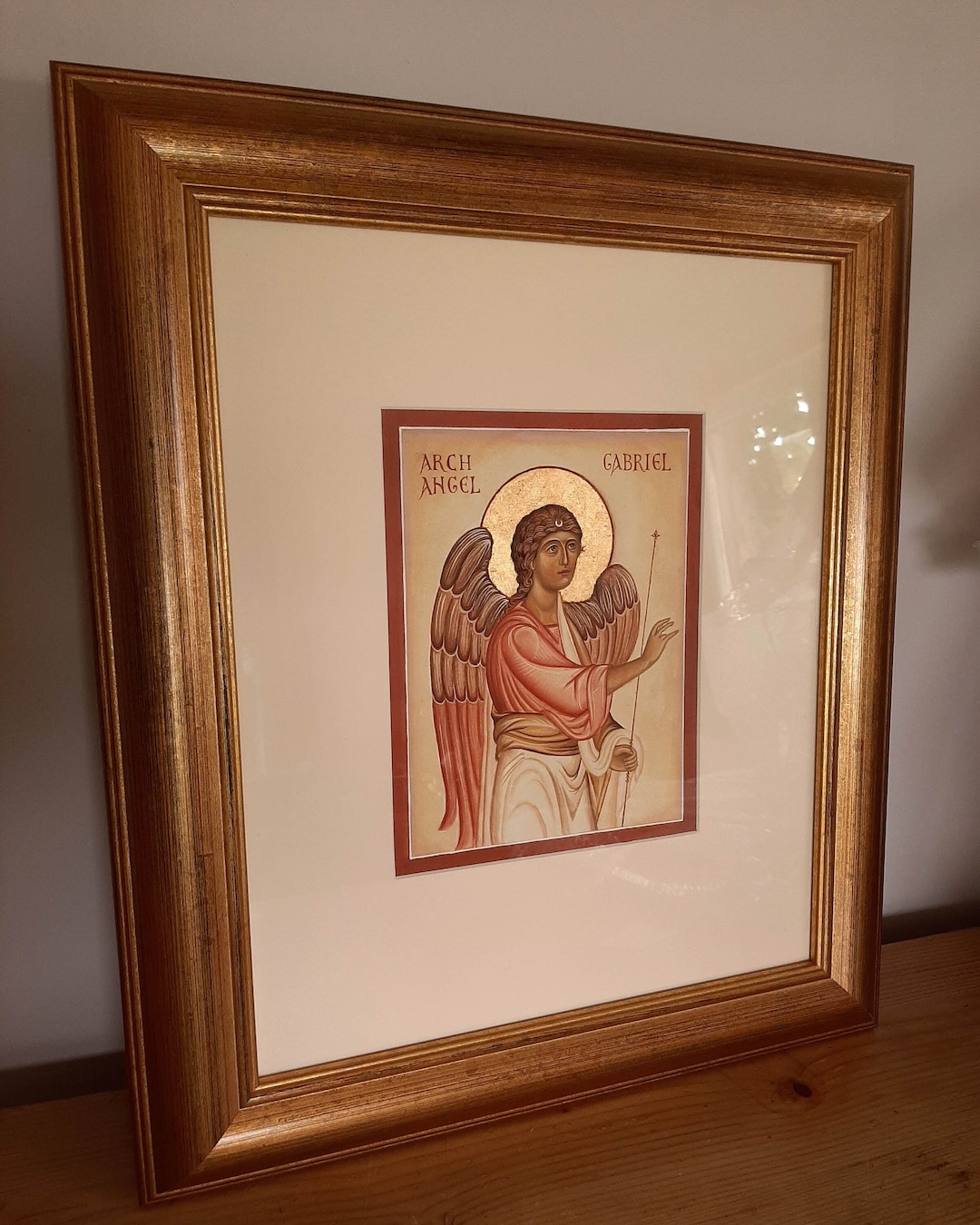 Archangel Gabriel, Original Hand Painted Icon in Egg Tempera and