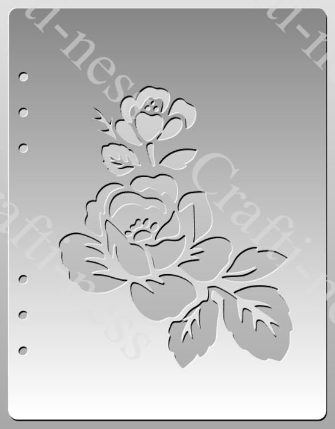 Rose Stencil 15cm X 12.5cm Etsy