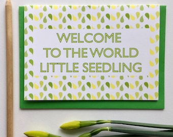 Card For A New Baby Boy, Card For A New Baby Girl, Welcome To The World Little Seedling, New Baby Card, Congratulations Card For Christening