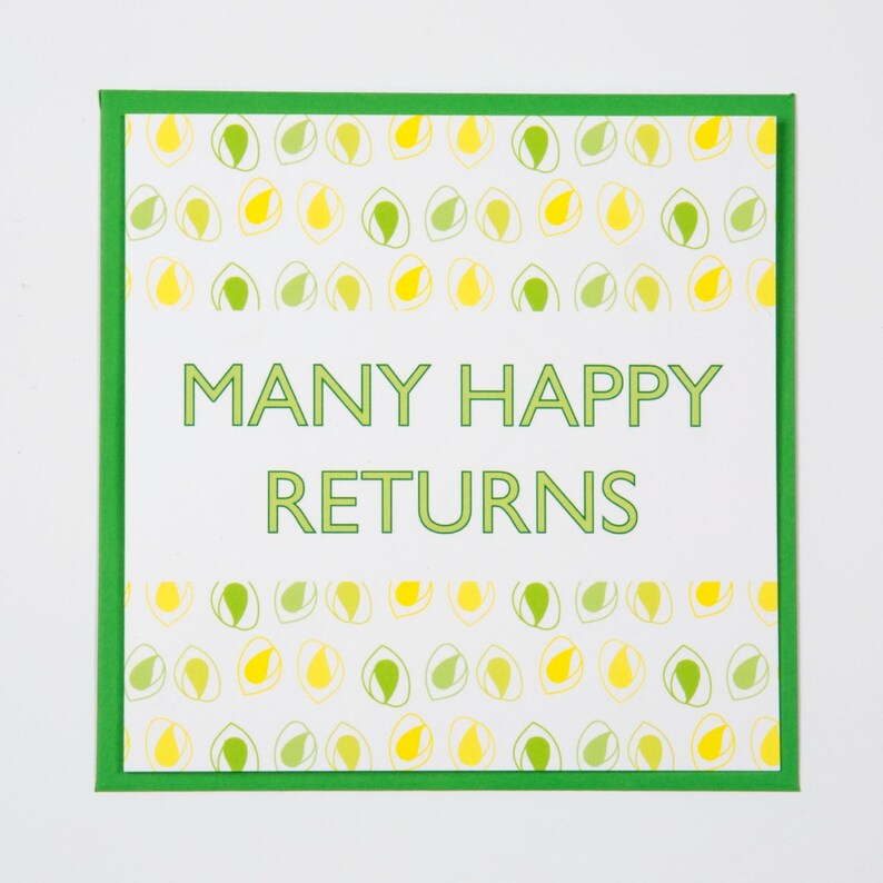 Many Happy Returns Print Greetings Card Birthday Gift Etsy.de
