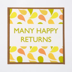 Many Happy Returns Print Greetings Card Birthday Gift