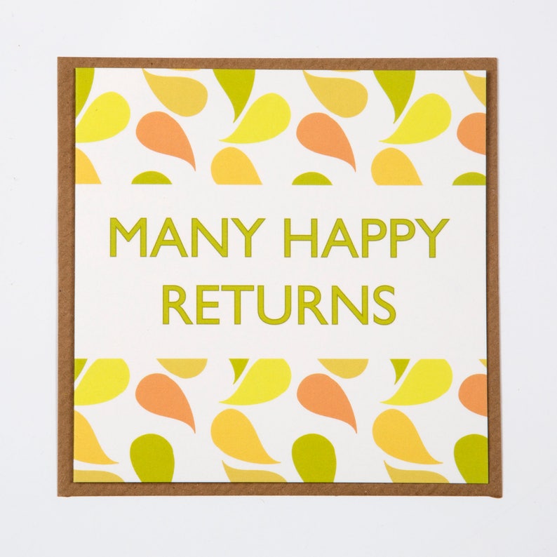 Many Happy Returns Print Greetings Card Birthday Gift Etsy.de