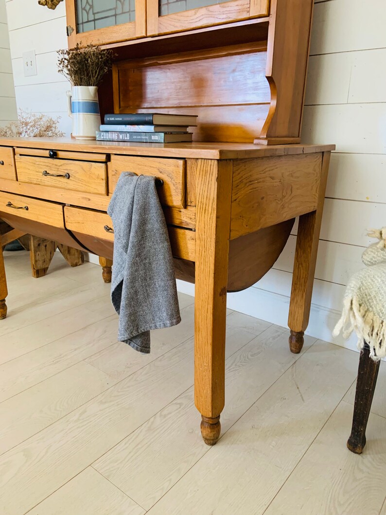 Antique Possum Belly Bakers Table Wood and Copper Etsy
