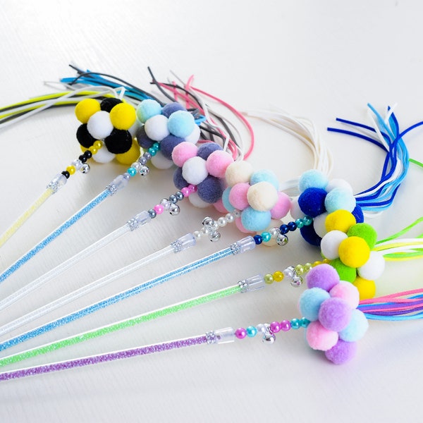cat toys cat teasers cat wand pet toys pet supplies with tassels pompons
