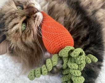 catnip cat toys carrot catnip-filled silvervine-filled toy for cats gift for cats handmade crochet knitted kitty kicker pet toys
