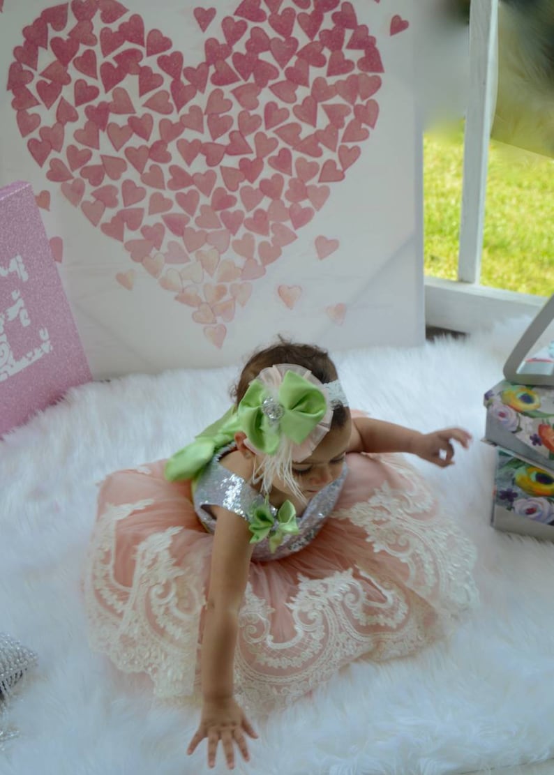 yellow flower girl dress,Toddler pageant dress lace dress,green bow,salmon lace birthdadress silver sequin bow dress Flower girl dress