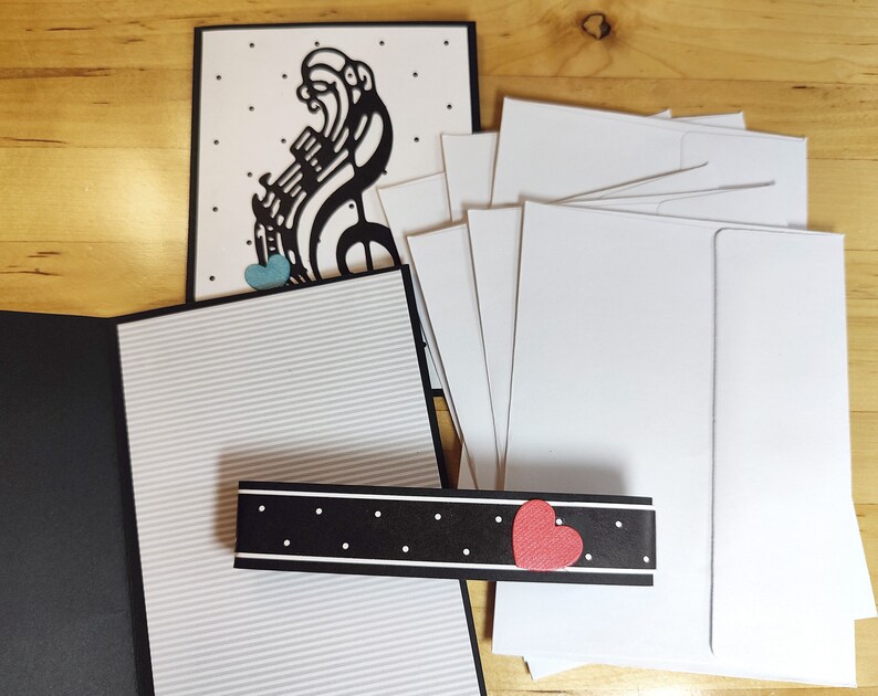 6 Note Cards, Blank, Gift, All Occasion, Music, Treble Clef, Birthday ...