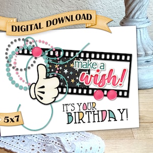 Digital, Birthday, Card, Download, Printable, Disney