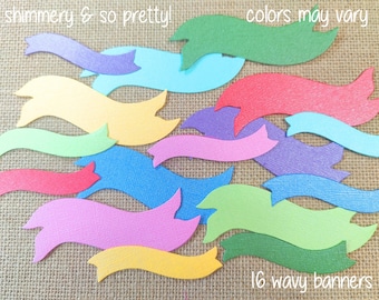Die Cuts 16 Wavy Banners Cardstock Labels Embellishments