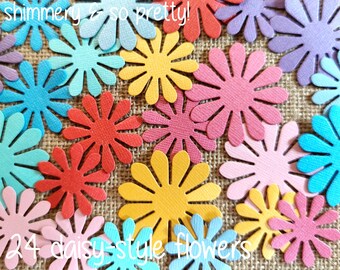 Die Cuts 24 Flowers Shimmery Cardstock Daisy Style 1