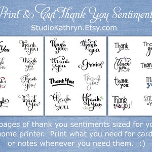 Thank You, Grateful, Sentiments, Word Art, Printable, Print & Cut, Digital Download, Clip Art