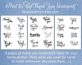 Thank You, Grateful, Sentiments, Word Art, Printable, Print & Cut, Digital Download, Clip Art