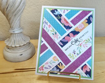 Handmade Lattice Birthday Card Floral Feminine