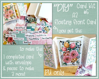 DIY A2 Floral Floating Front Card Making Kit, Birthday & more, Sample Included