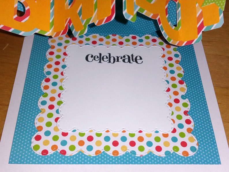 Birthday, Card, 3-D, Rainbow, Pop-Up, Primary, Pop Up, BDay, Bright, Handmade, Balloons, Cut-out, Stars, Kids, 3D image 4