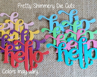 8 Hello Die Cuts Shimmery Cardstock Embellishments