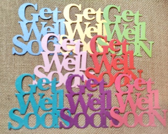 8 Get Well Soon Die Cuts Shimmery Cardstock Embellishments