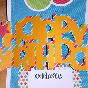 Birthday, Card, 3-D, Rainbow, Pop-Up, Primary, Pop Up, BDay, Bright, Handmade, Balloons, Cut-out, Stars, Kids, 3D image 3