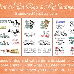 Dog, Dogs, Cat, Cats, Pet, Pets, Sentiments, Word Art, Printable, Print & Cut, Digital Download