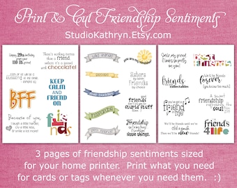 Friend, Friendship, Sentiments, Word Art, Printable, Print & Cut, Digital Download