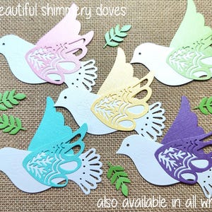5 Die Cut Large Doves Shimmery Triple Cut Cardstock