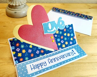 Handmade Easel Anniversary Card Hearts Love