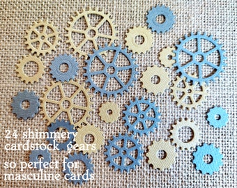 24 Die Cut Gears Shimmery Metal Color Cardstock