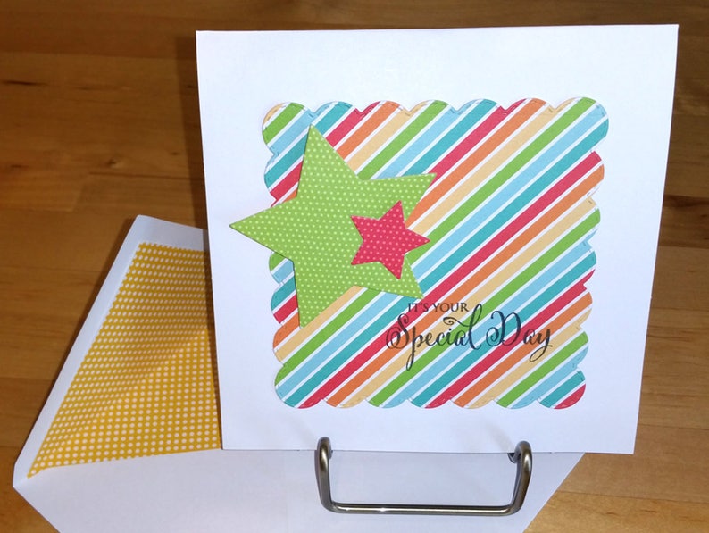 Birthday, Card, 3-D, Rainbow, Pop-Up, Primary, Pop Up, BDay, Bright, Handmade, Balloons, Cut-out, Stars, Kids, 3D image 5