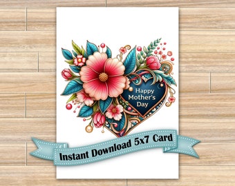 Digital, Mother's Day, Card, Floral, Download, Printable