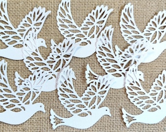 8 Die Cut Doves Shimmery White Cardstock