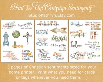 Christian, Religious, Sentiments, Word Art, Printable, Print & Cut, Digital Download, Clip Art