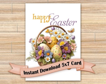 Digital, Easter, Eggs, Basket, Card, Download, Printable