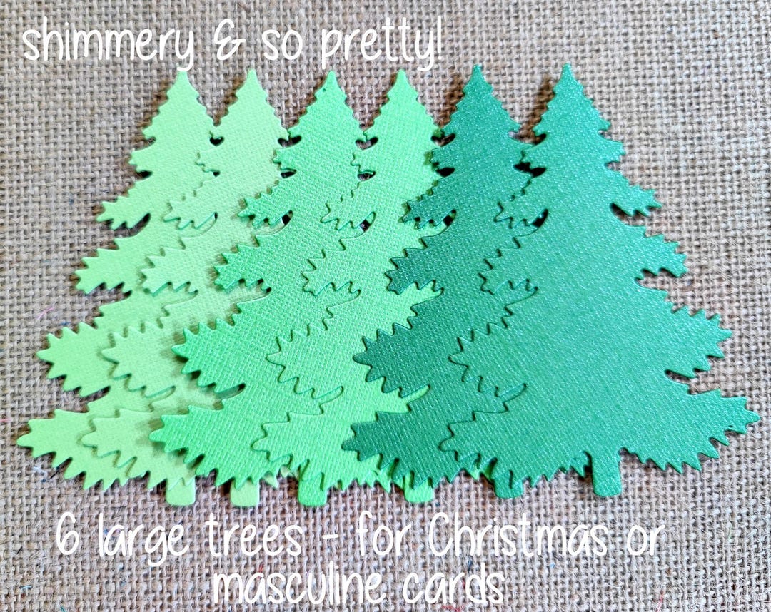 6 Large Die Cut Trees Shimmery Green Cardstock Embellishments - Etsy