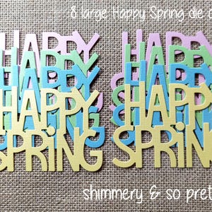 8 Happy Spring Die Cuts Shimmery Cardstock Pastel Embellishments