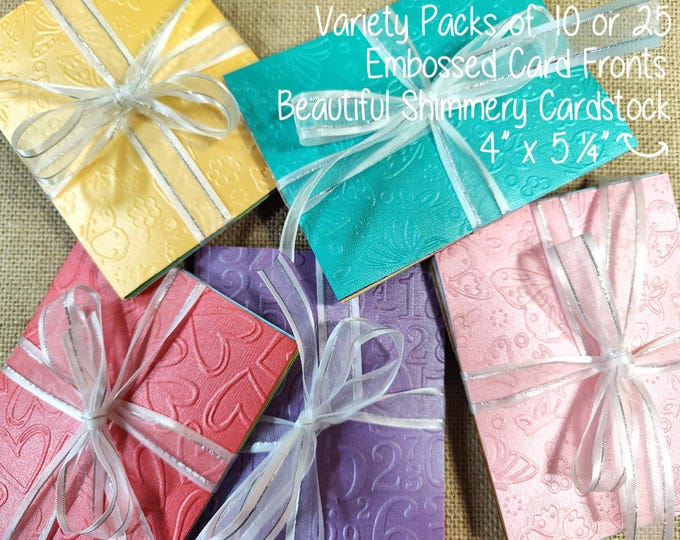 Embossed Card Fronts A2 Variety Pack - Shimmery Colors or Smooth White ...