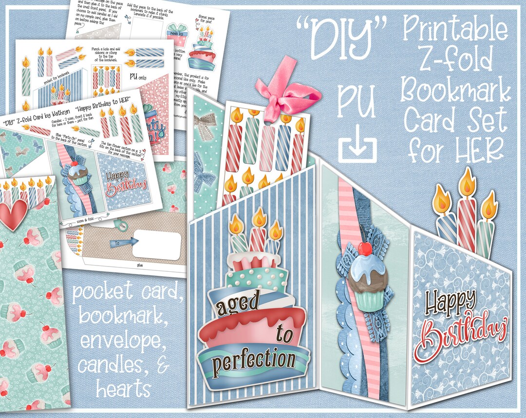Handmade Card, Digital Download, Printable, Card Kit, Fancy Fold, 3D, 3 ...