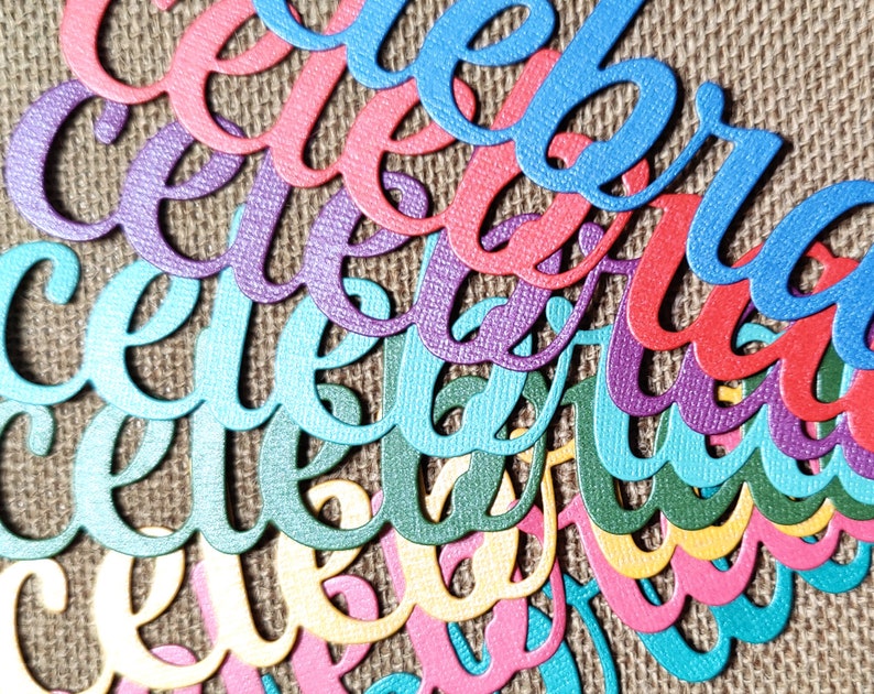 8 Large Die Cut Celebrate Shimmery Bright Colors Cardstock - Etsy