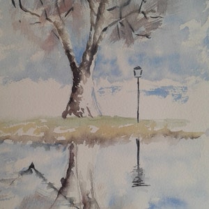 Het straatlicht en de waterkip in de winter