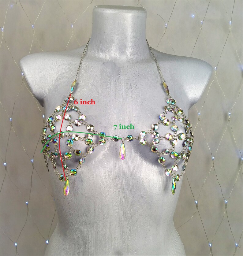 Rainbow Rhinestone BRA Crystal Top Bralette Cosplay Halloween Etsy