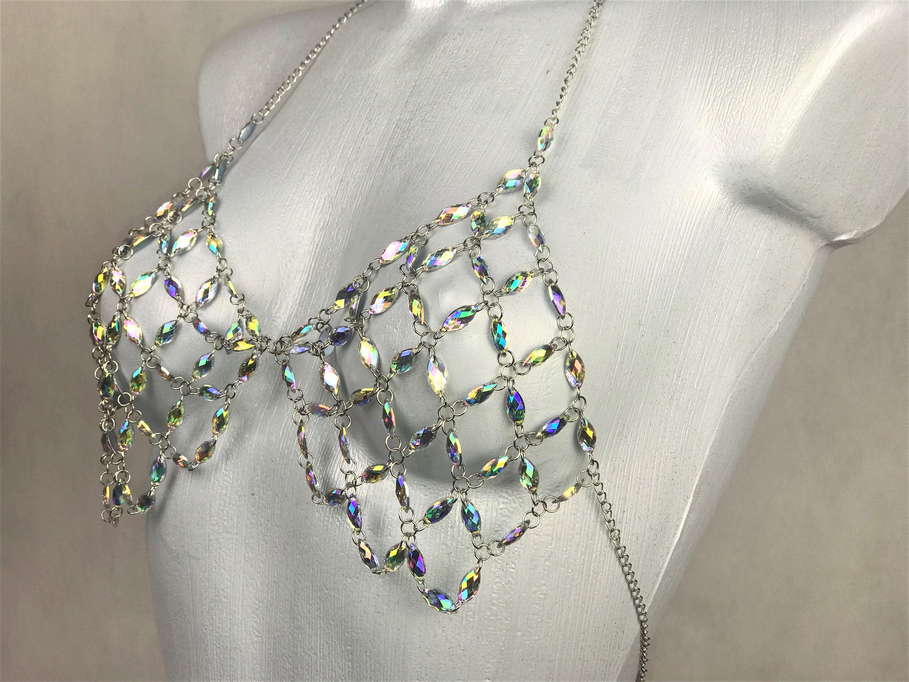 Rhinestone Chain BRA Crystal Top Bralette Cosplay Halloween Etsy