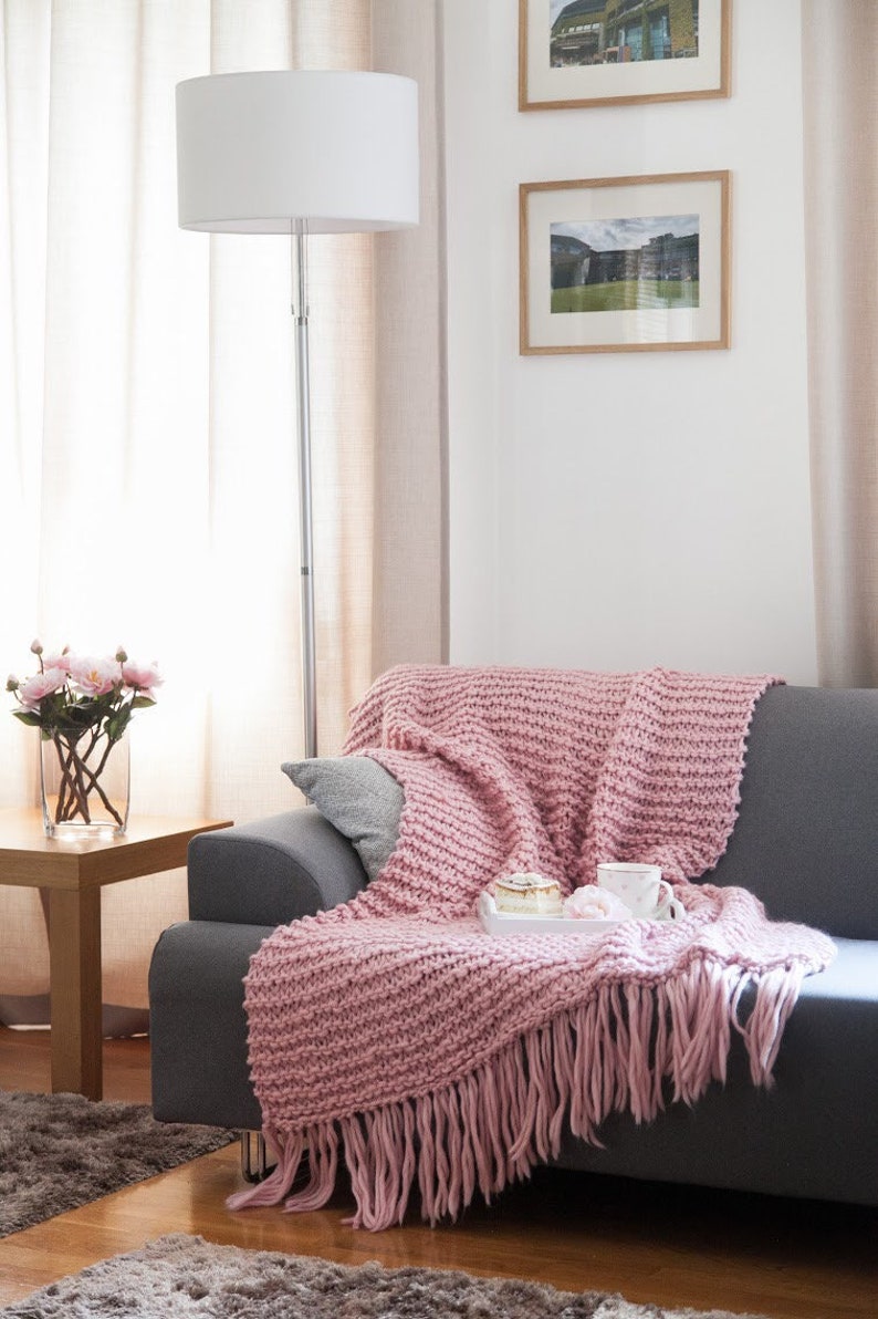 Fringes Wool Blanket Sofa Throw Bed Runner Knit Blanket. Etsy