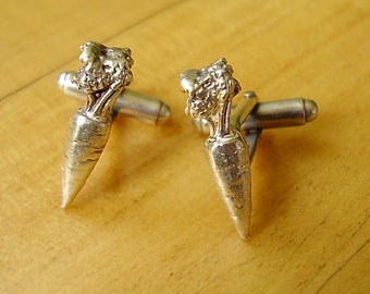 Sterling Silver Carrot Cufflinks In Gift Box