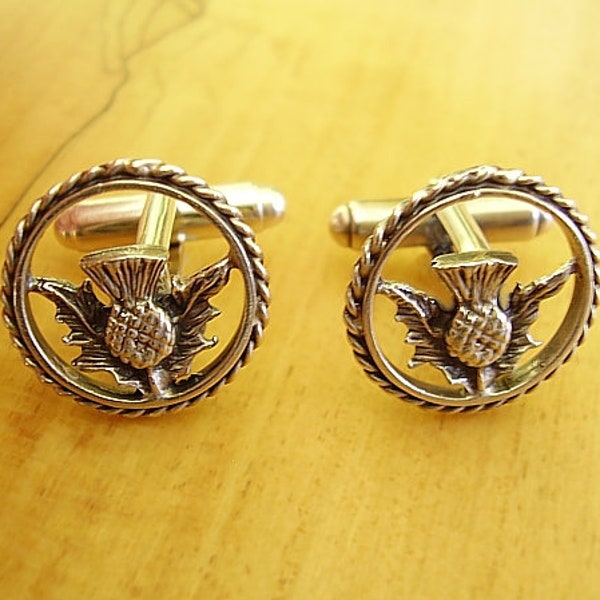 Thistle Sterling Silver Cufflinks