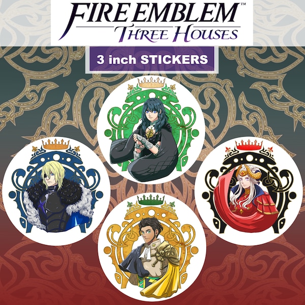 Fan Inspired Fire Emblem Three Houses stickers Byleth + Edelgard + Dimitri + Claude