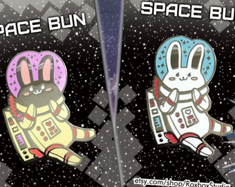 Space Bun Enamel Pins black & white versions