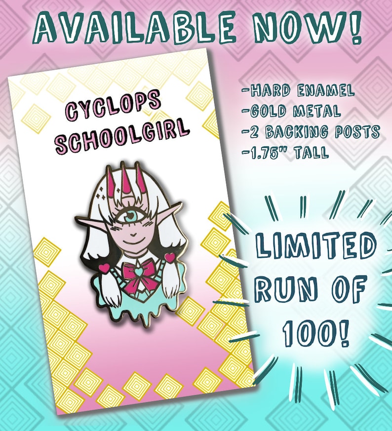 Cute Cyclops Schoolgirl pin 