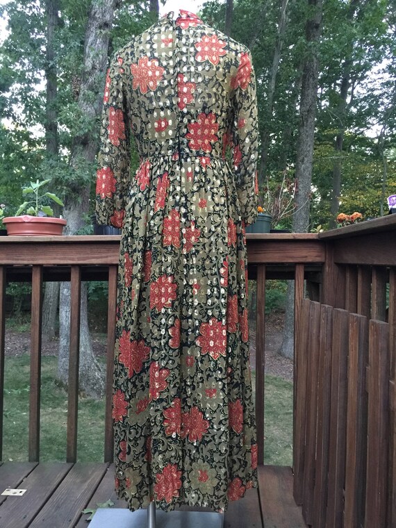 Vintage Floral Print Dress l Mock Neck Floral Par… - image 4