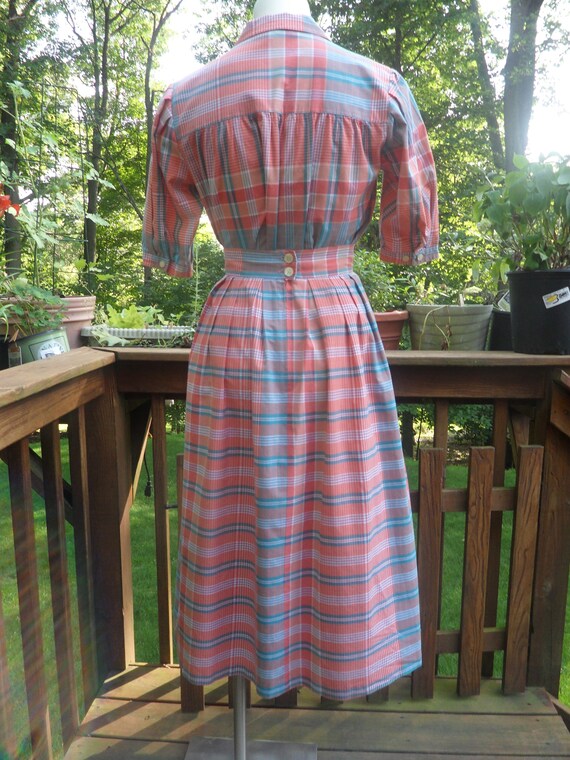1980s Vintage Chaus Plaid Cotton Blend Two Piece Set L Plaid