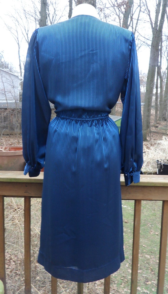 1980s Navy + Black Stripe Party Dress l Vintage D… - image 6