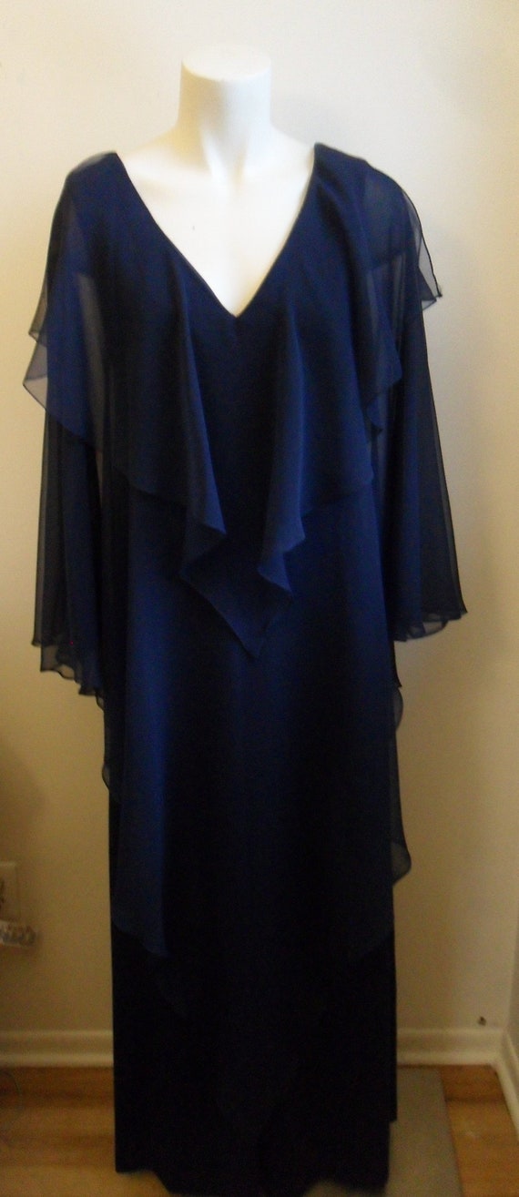 1960s Navy Chiffon Kaftan L Vintage Felix Arbeo Navy Maxi Dress L 60s Chiffon Layered Dress L Hostess Dress L Party Dress L Bohemian Chic Etsy
